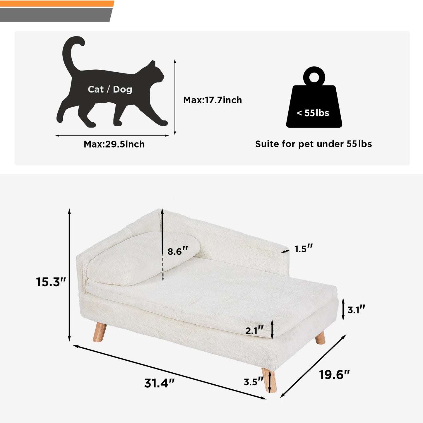 Elevated Nordic Pet Bed – Waterproof Sofa-Style Bed with Sturdy Wood Legs