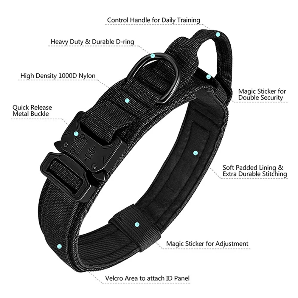 Tactical Dog Harness Leash Set Dog Collar Military Large Tactical Vest for German Shepherd Pet Accessories for Medium Large