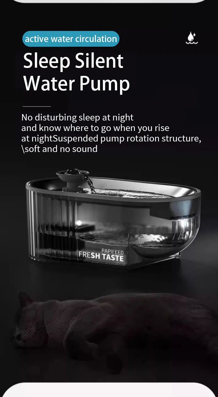 PAPIFEED cat water dispenser pet intelligent water dispenser live water automatic circulation flow water dog drinker
