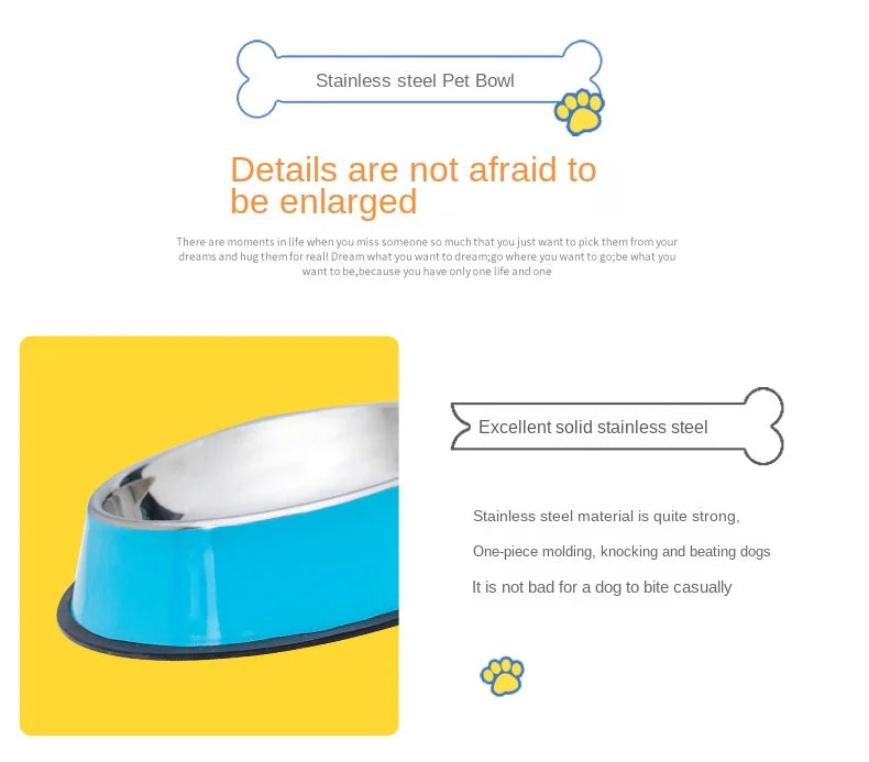 Pet Dog Cat colours Stainless Steel Bowl Pet Feeding Bowl Cat and Dog Drinking Bowl Metal Feeder Bowl Durable Easy To Clean bowl