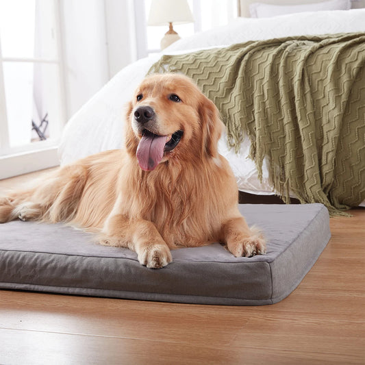 Orthopedic Dog Bed Waterproof Deluxe Plush Dog Beds with Removable Washable Cover Anti-Slip Bottom Pet Sleeping Mattress