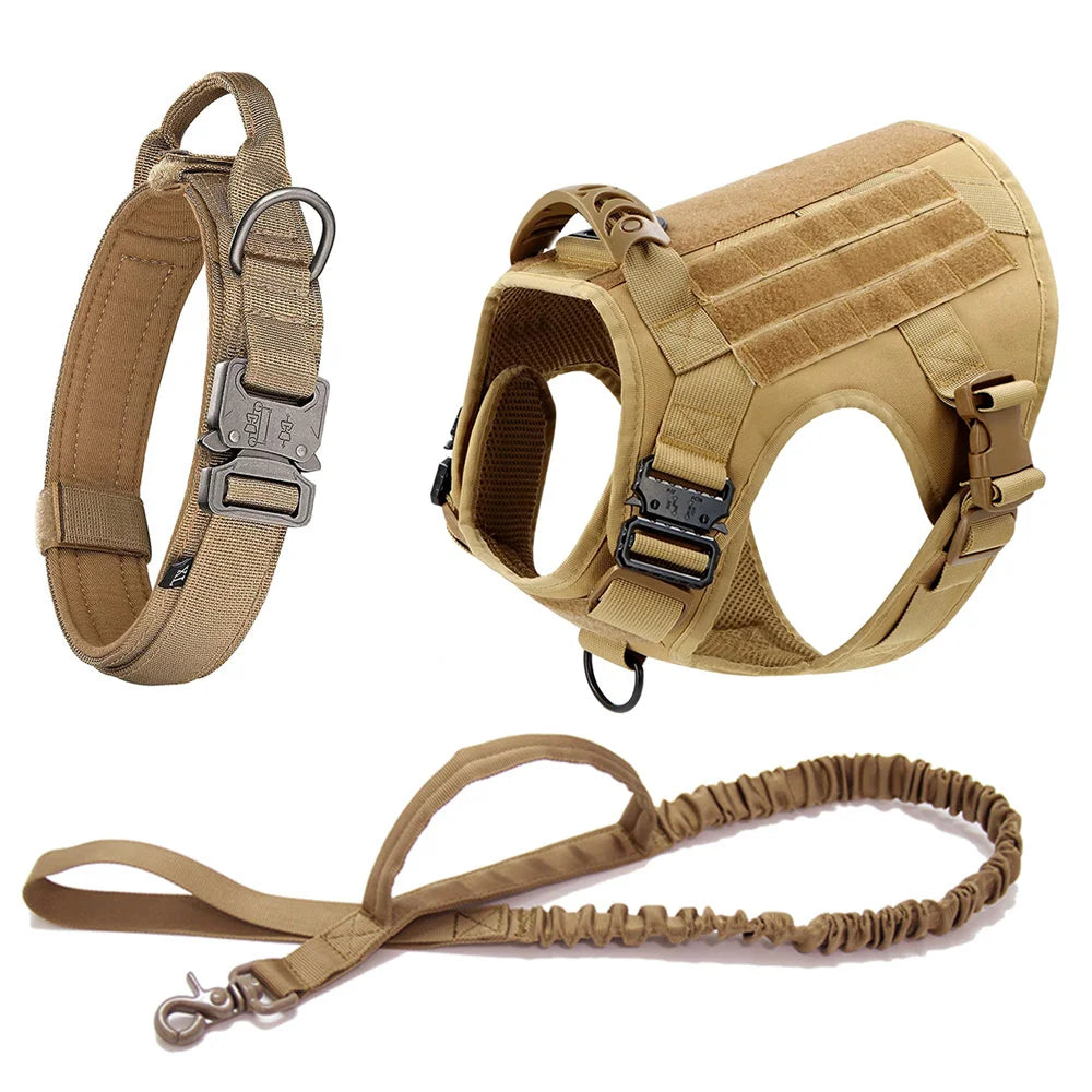 Tactical Dog Harness Leash Set Dog Collar Military Large Tactical Vest for German Shepherd Pet Accessories for Medium Large