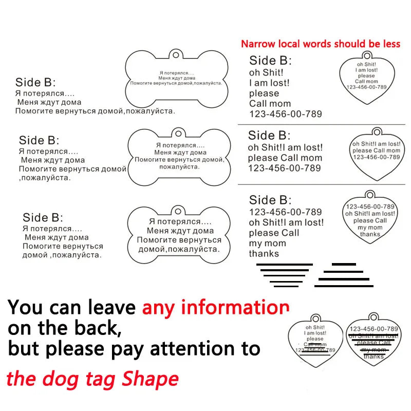 Dog ID Tag For Pet Collar Stainless Stee Accessories Personalized Puppy Cat Dog ID Tag Customized Pet Products Supplies