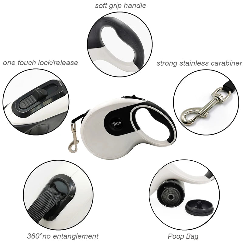 Strong Pet Leash Retractable Large Dog Extendable Strap Outdoor Walking Puppy Cats Roulette For Small Dogs Poop Bag Dispenser 8M
