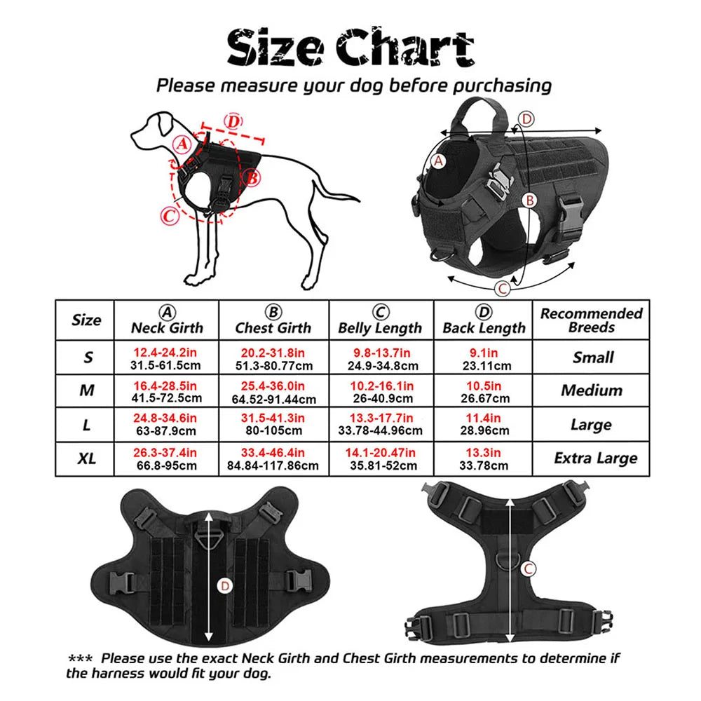 Tactical Dog Harness Leash Set Dog Collar Military Large Tactical Vest for German Shepherd Pet Accessories for Medium Large