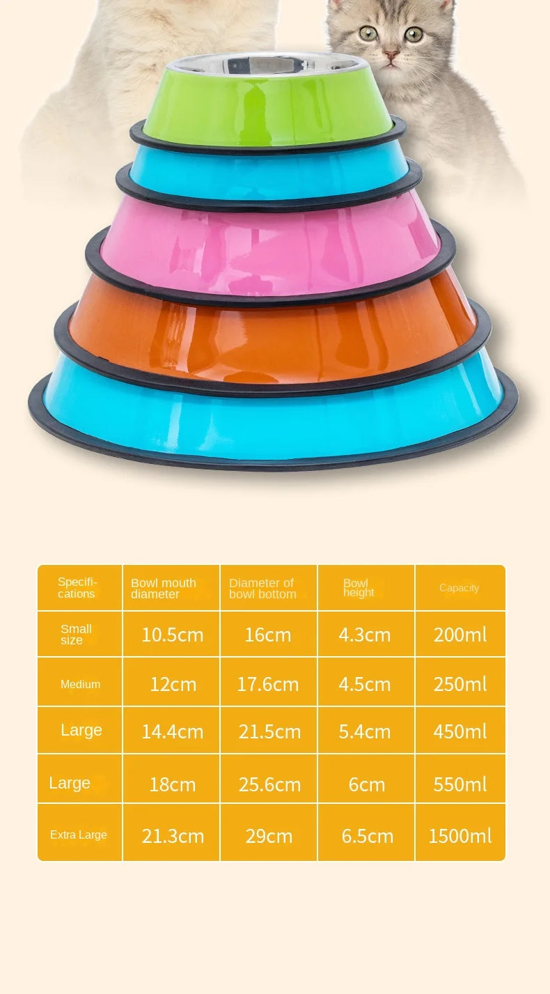 Pet Dog Cat colours Stainless Steel Bowl Pet Feeding Bowl Cat and Dog Drinking Bowl Metal Feeder Bowl Durable Easy To Clean bowl