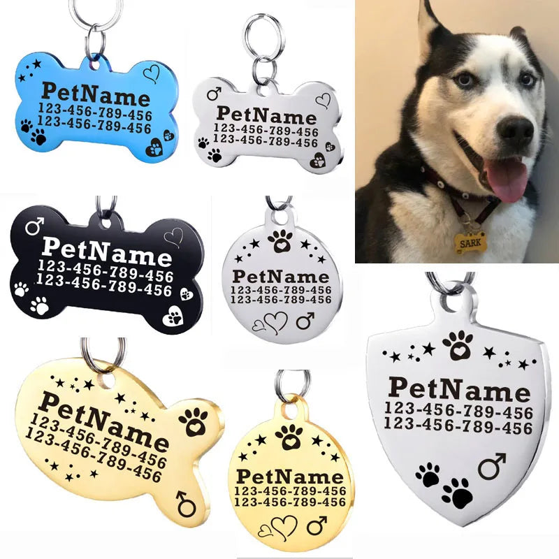 Dog ID Tag For Pet Collar Stainless Stee Accessories Personalized Puppy Cat Dog ID Tag Customized Pet Products Supplies