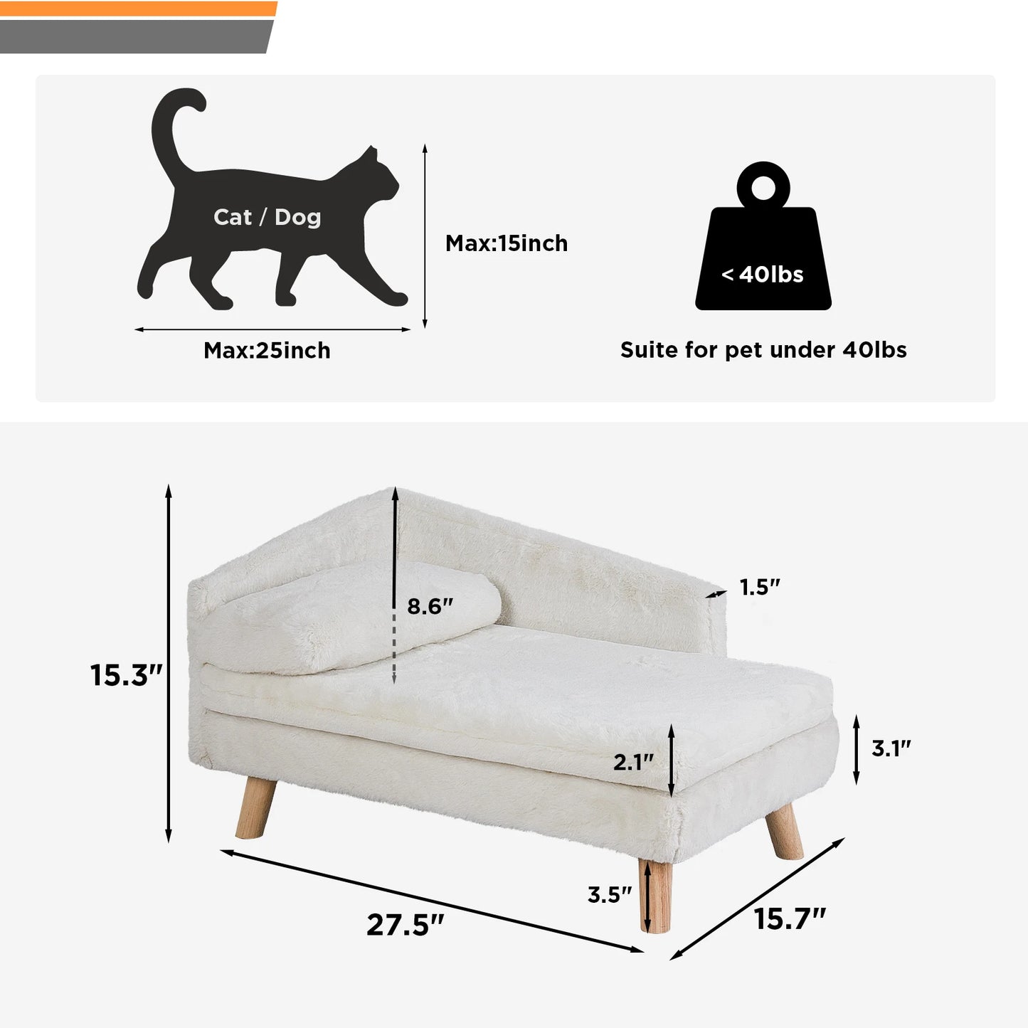 Elevated Nordic Pet Bed – Waterproof Sofa-Style Bed with Sturdy Wood Legs