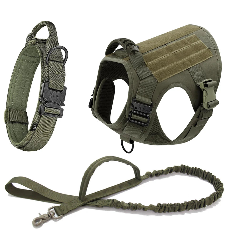 Tactical Dog Harness Leash Set Dog Collar Military Large Tactical Vest for German Shepherd Pet Accessories for Medium Large