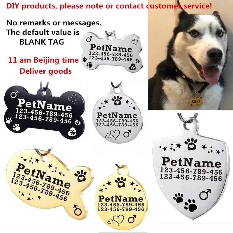 Dog ID Tag For Pet Collar Stainless Stee Accessories Personalized Puppy Cat Dog ID Tag Customized Pet Products Supplies